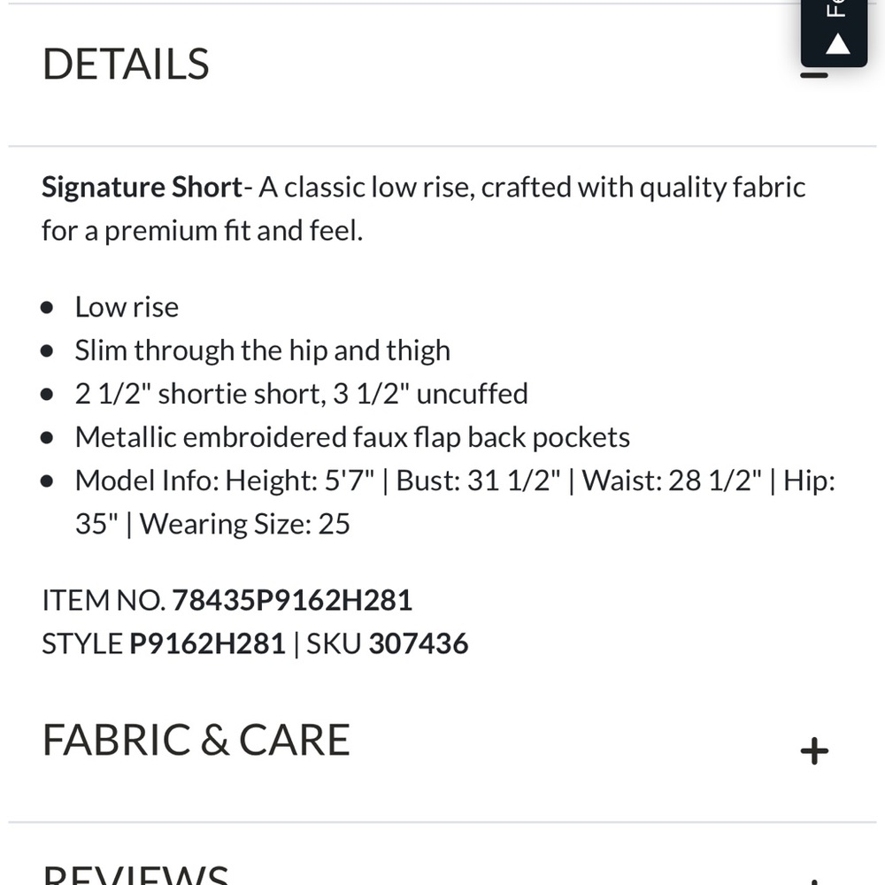 SHORTS INFO